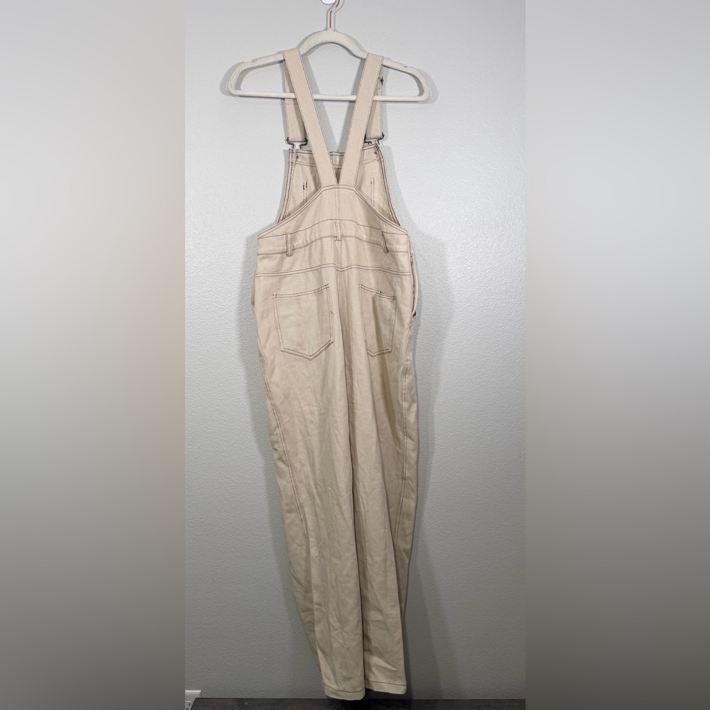 Nwt Gary Bandit Overall Jumpsuit Adjustable Straps Side Button Brown Tan Women S — image 6 of 7